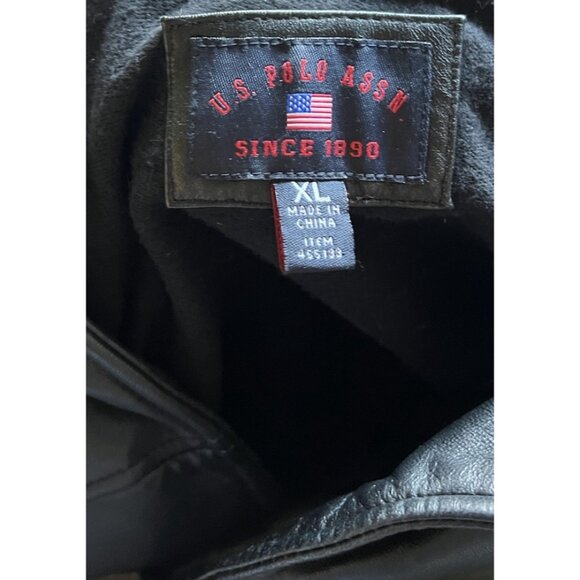 Vintage US Polo Assn Black Genuine Leather Jacket Men’s Sz XL Button Bomber - Picture 13 of 16
